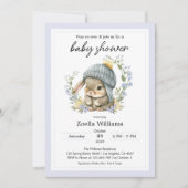 Cute Bunny Flowers Spring Baby Shower Invitation (Vorderseite)