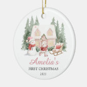 Cute Bunny Girl Baby's First Christmas Keramik Ornament (Links)