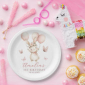 Cute Bunny Girl Birthday Party Paper Plates Pappteller (Party)