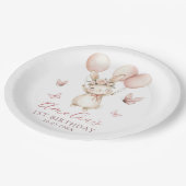 Cute Bunny Girl Birthday Party Paper Plates Pappteller (Schrägansicht)