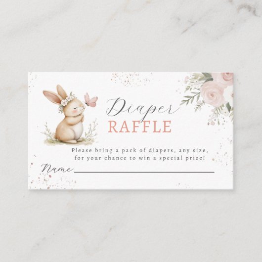 Cute Bunny Girl Diaper Raffle Begleitkarte (Vorderseite)