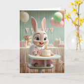 Cute Bunny Girl's First Birthday Smash Cake Karte (Gelbe Blume)