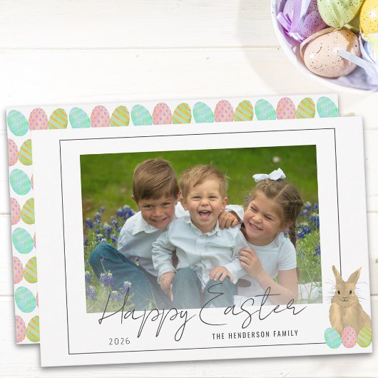Cute Bunny Happy Easter Photo Feiertagskarte