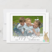 Cute Bunny Happy Easter Photo Feiertagskarte (Vorderseite)