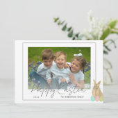 Cute Bunny Happy Easter Photo Feiertagskarte (Stehend Vorderseite)