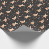 Cute Bunny Heart Pattern on Dark Charcoal Geschenkpapier (Ecke)