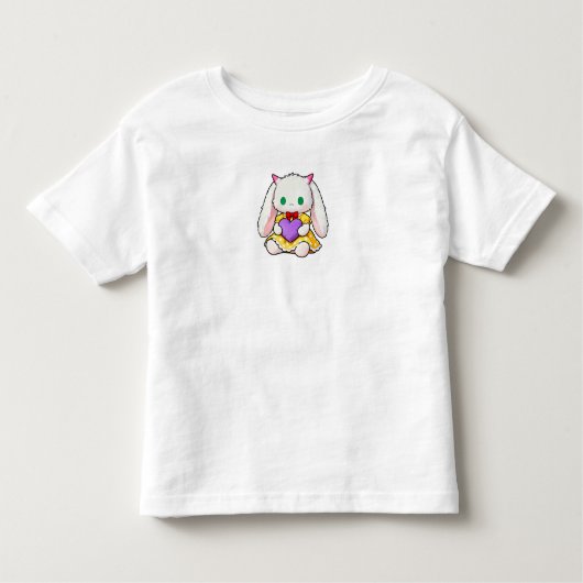 Cute Bunny Holding Heart Kids T-Shirt (Vorderseite)