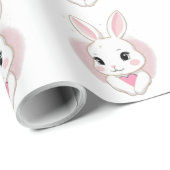 Cute Bunny Holding Heart | Romantic Design Geschenkpapier (Rolleneckpunkt)