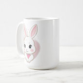 Cute Bunny Holding Heart | Romantic Design Kaffeetasse (Vorderseite Links)