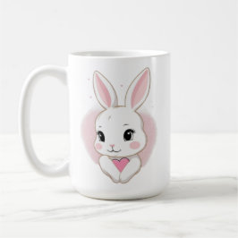 Cute Bunny Holding Heart | Romantic Design Kaffeetasse