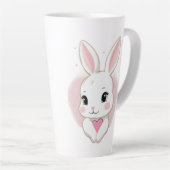Cute Bunny Holding Heart | Romantic Design Milchtasse (Rechte Ecke)