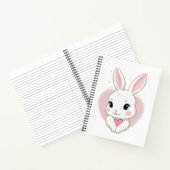 Cute Bunny Holding Heart | Romantic Design Notizblock (Innenseite)
