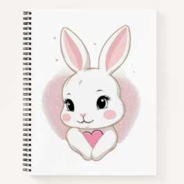 Cute Bunny Holding Heart | Romantic Design Notizblock