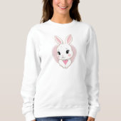 Cute Bunny Holding Heart | Romantic Design Sweatshirt (Vorderseite)