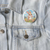Cute Bunny Hopping in a Flower Field Button (Beispiel)