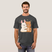Cute Bunny Hug Bear Bunny and Bearhey Share Love B T-Shirt (Vorne ganz)