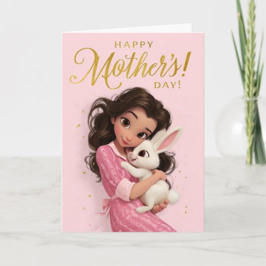 Cute Bunny Hug Mother’s Day Card Karte (Vorderseite)