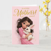 Cute Bunny Hug Mother’s Day Card Karte (Gelbe Blume)