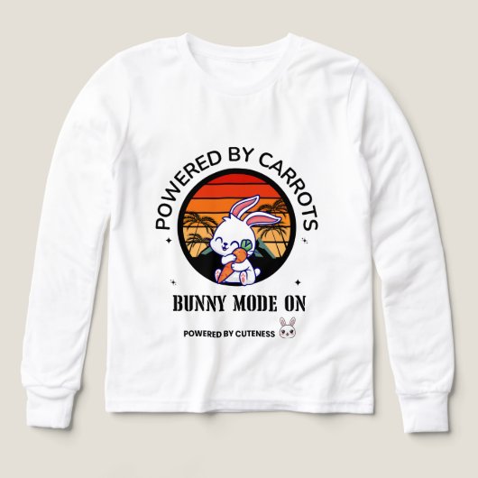 Cute Bunny Hugging Carrot Retro Sunset T-Shirt (Design Vorderseite)