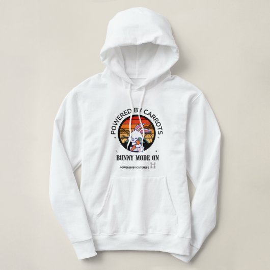 Cute Bunny Hugging Carrot Retro Sunset T-Shirt  Hoodie (Design vorne)