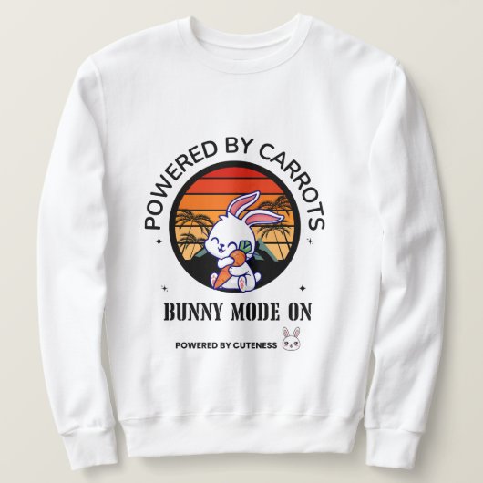 Cute Bunny Hugging Carrot Retro Sunset T-Shirt Sweatshirt (Design vorne)