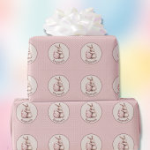 Cute Bunny Hugging Polka Dot Egg Monogram Geschenkpapier
