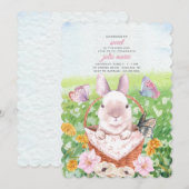 Cute Bunny in Basket Invitation Einladung (Vorne/Hinten)