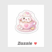 Cute Bunny in Coffee Cup Kawaii Sticker (Blatt)