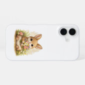 Cute Bunny iPhone 16 Case Kawaii Flowers Hülle (Rückseite (Horizontal))