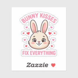 Cute Bunny Kisses Fix Everything Rabbit Lover Aufkleber