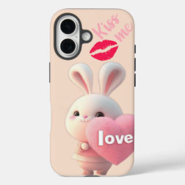 “Cute Bunny Love – Kiss Me  iPhone 16 Hülle