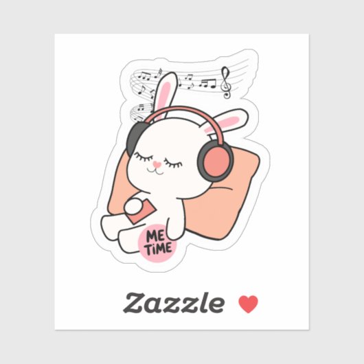Cute Bunny “Me Time” Sticker  (Blatt)