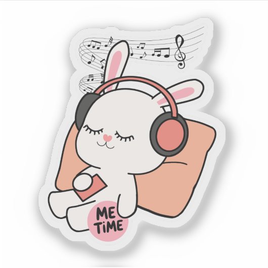 Cute Bunny “Me Time” Sticker  (Vorderseite)