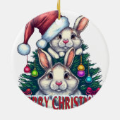 Cute Bunny Merry Christmas – Holiday Rabbit Keramik Ornament (Hinten)