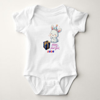 Cute Bunny New Year Baby Bodysuit – 2026 Celebrati Baby Strampler