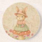 Cute Bunny on Mushroom | Pastel Coaster Getränkeuntersetzer (Vorne)