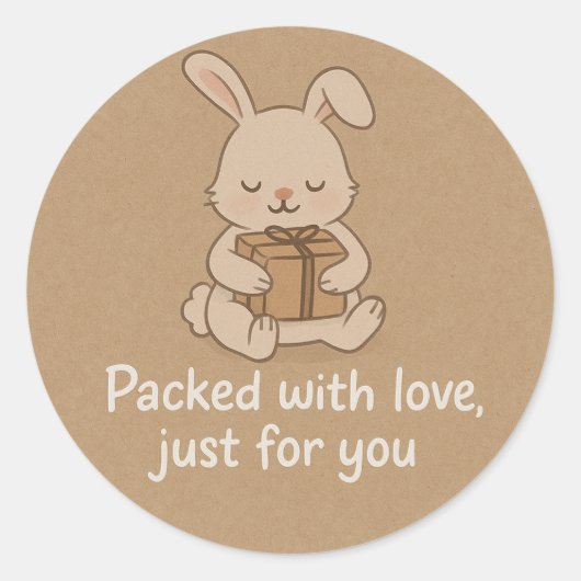 Cute Bunny Packed with Love Sticker (Vorderseite)