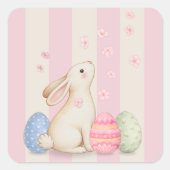 Cute Bunny Pastel Easter Square Sticker  (Vorderseite)