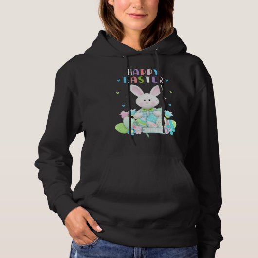 Cute Bunny Pastel Spring Eggs Hunt Rabbit Happy Ea Hoodie (Vorderseite)