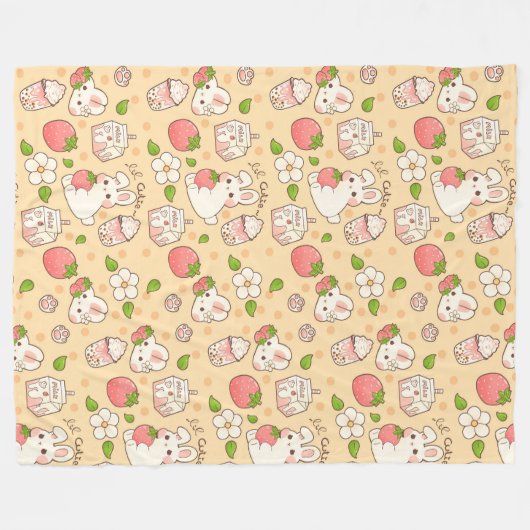 Cute Bunny Pattern Fleecedecke (Vorderseite (Horizontal))
