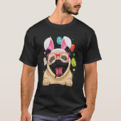 Cute Bunny Pug Dog Face Easter Eggs Easter Day T-Shirt (Vorderseite)