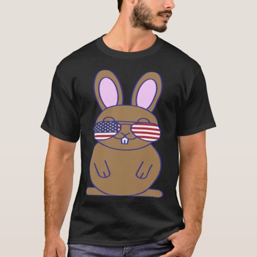 Cute Bunny Rabbit 4th of July Independence Day Men T-Shirt (Vorderseite)