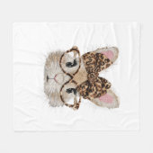 Cute Bunny Rabbit Face Leopard Coquette Bow Glasse Fleecedecke (Vorderseite (Horizontal))