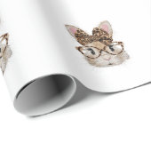 Cute Bunny Rabbit Face Leopard Coquette Bow Glasse Geschenkpapier (Rolleneckpunkt)