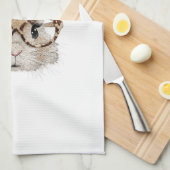 Cute Bunny Rabbit Face Leopard Coquette Bow Glasse Geschirrtuch (Viertel Falte)