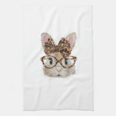Cute Bunny Rabbit Face Leopard Coquette Bow Glasse Geschirrtuch (Vertikal)