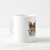 Cute Bunny Rabbit Face Leopard Coquette Bow Glasse Kaffeetasse (Vorderseite Links)