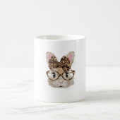 Cute Bunny Rabbit Face Leopard Coquette Bow Glasse Kaffeetasse (Mittel)