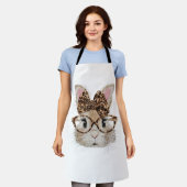 Cute Bunny Rabbit Face Leopard Coquette Bow Glasse Schürze (Getragen)