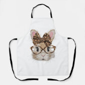 Cute Bunny Rabbit Face Leopard Coquette Bow Glasse Schürze (Vorderseite)